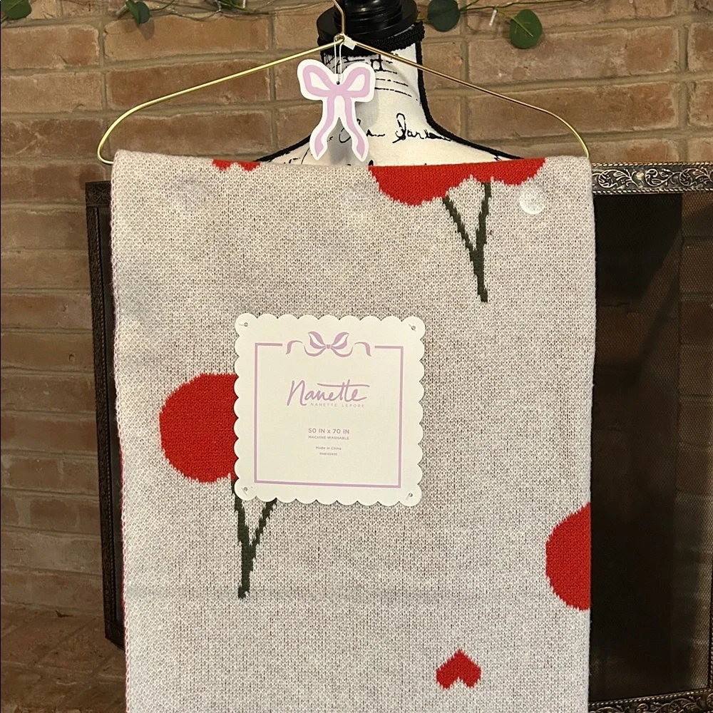 Nanette Lepore cherry heart throw blanket